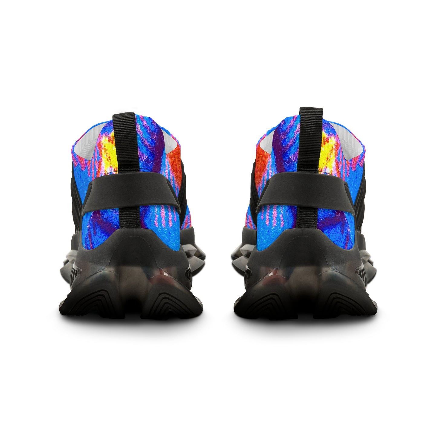 Men's Mesh Sneakers with Graphic Tartan Print in Blue Red and Customisable Black Or White EVA Sole