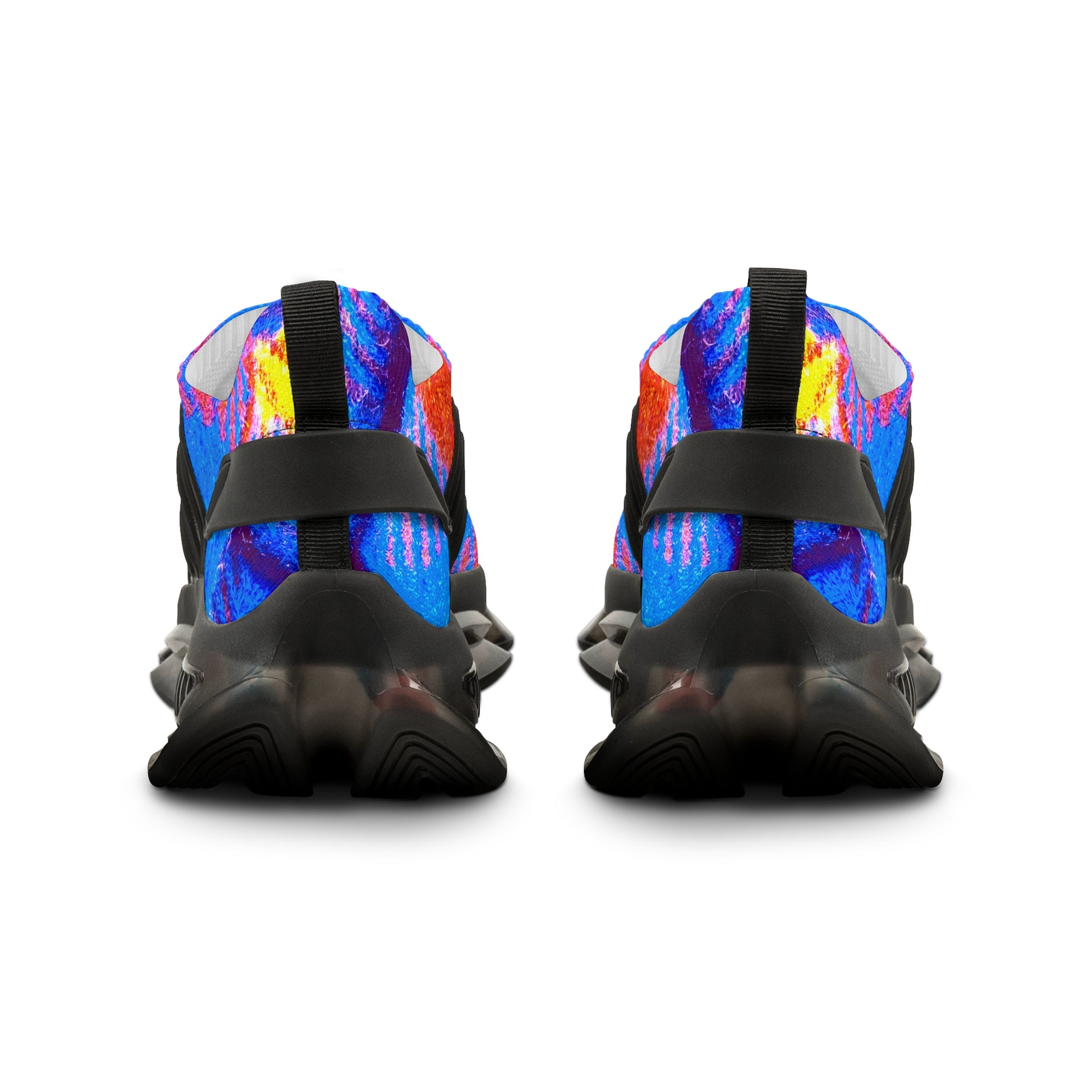 Men's Mesh Sneakers with Graphic Tartan Print in Blue Red and Customisable Black Or White EVA Sole