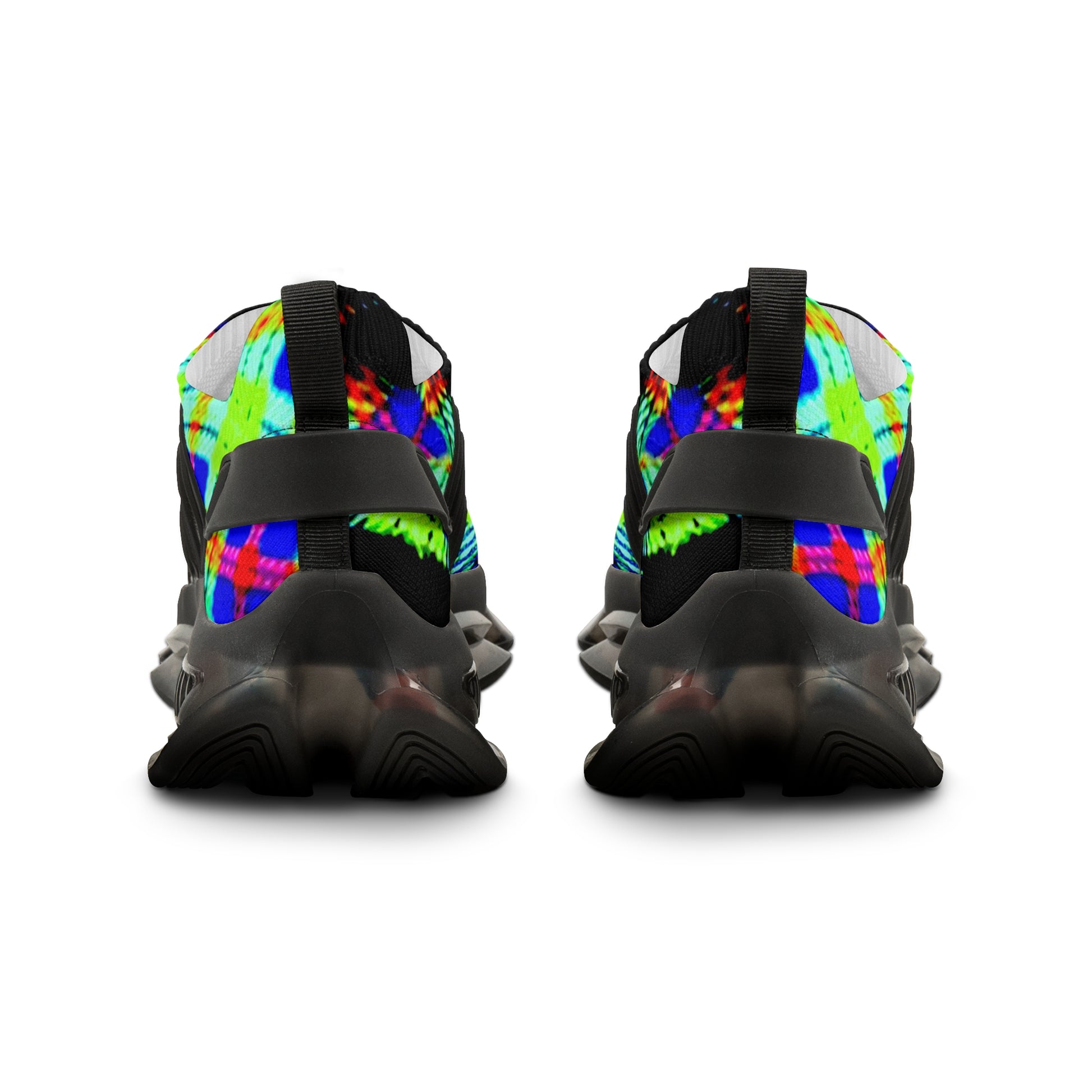 Men's Mesh Sneakers with Graphic Green Blue Tartan Print and Customisable Black Or White EVA Sole