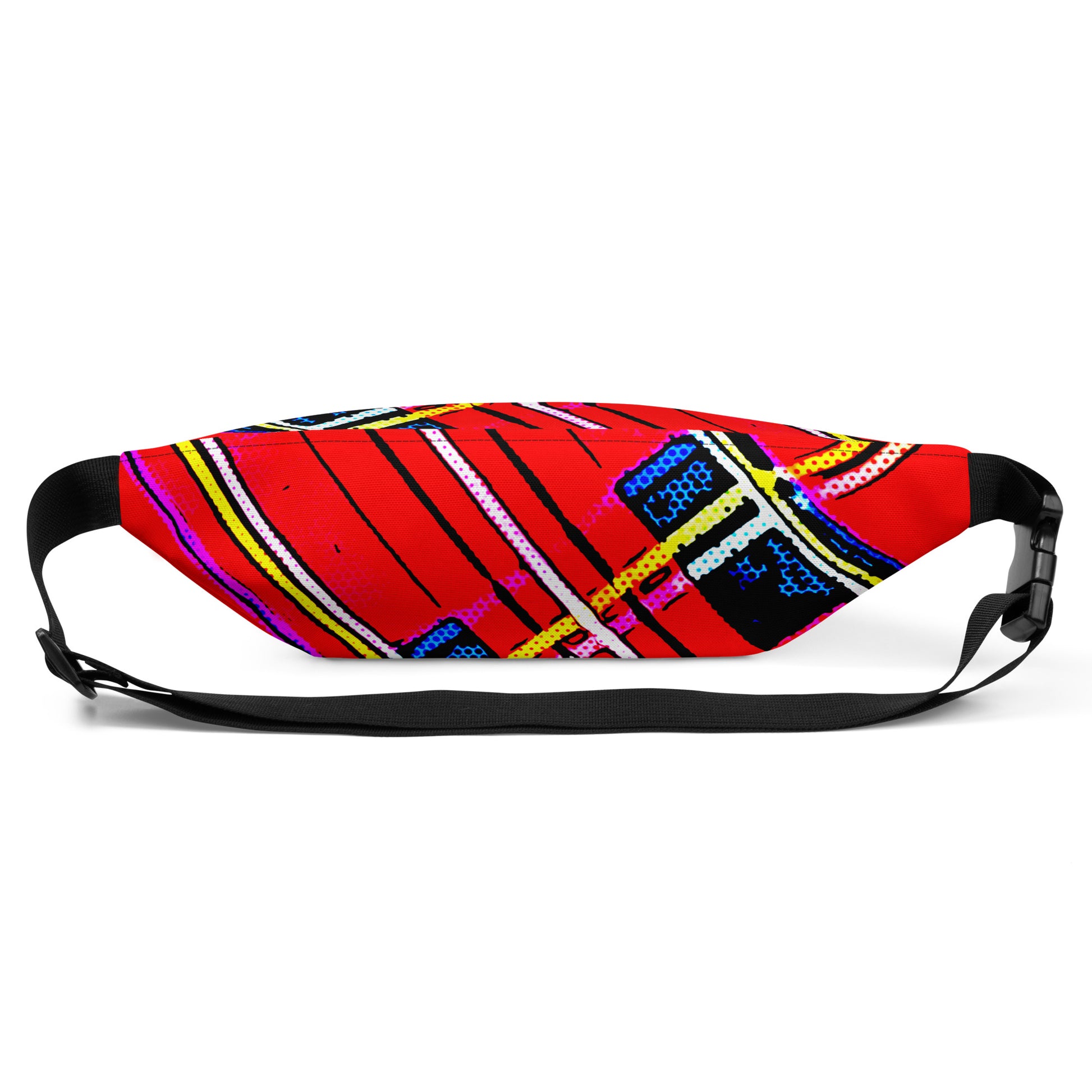 Fanny Pack 100% Water Resistant Canvas with Deconstructed Tartan Plaid Check Print in Red