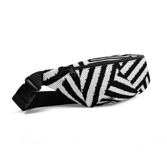 Fanny Pack 100% Water Resistant Canvas with Geometric Print in Black and White