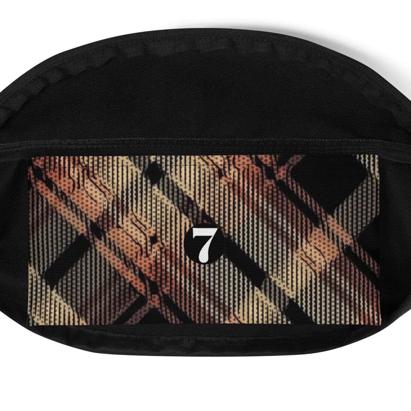 Fanny Pack 100% Water Resistant Canvas with Deconstructed Tartan Plaid Check Print in Brown Black