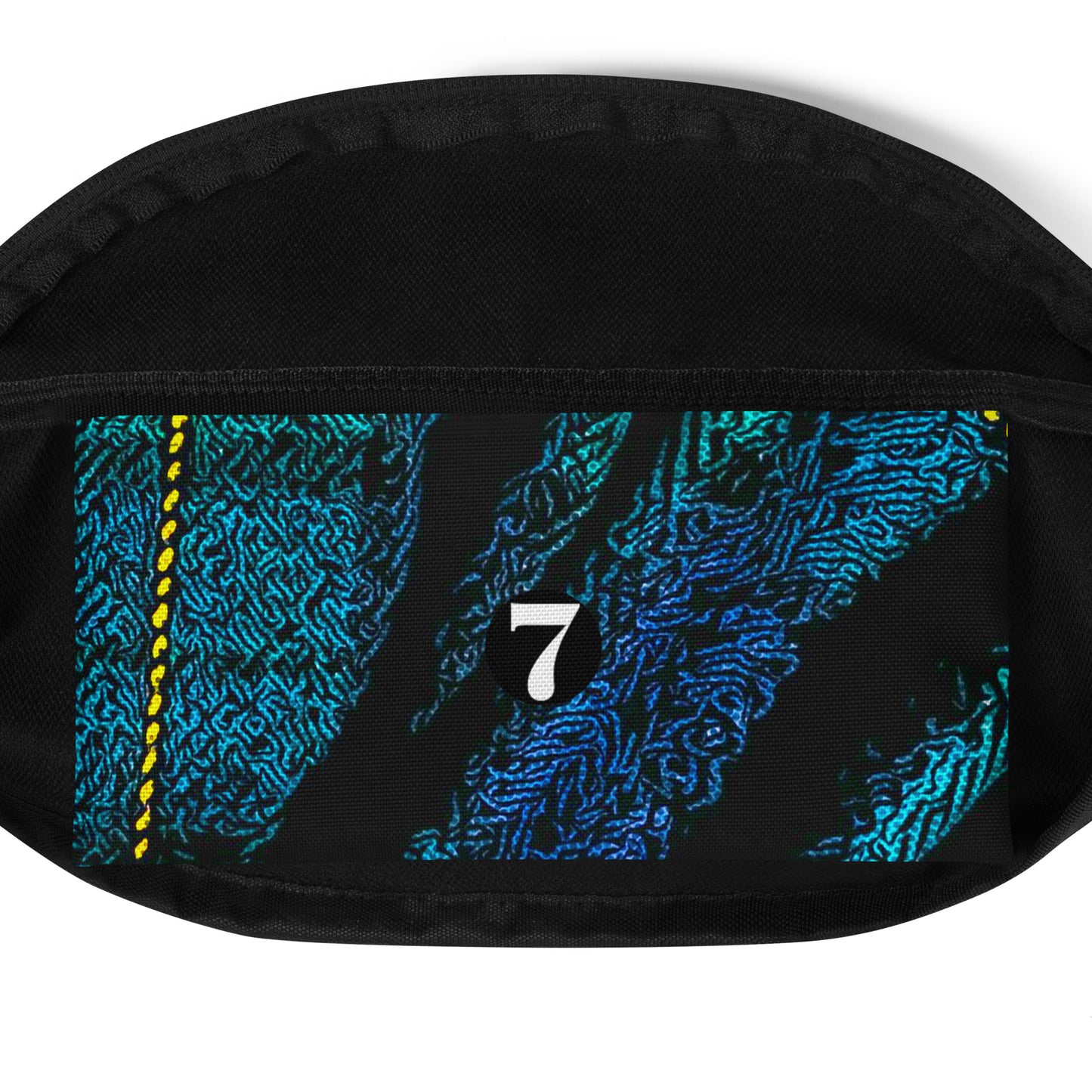 Fanny Pack 100% Water Resistant Canvas with Deconstructed Tartan Plaid Check Print in Blue Green