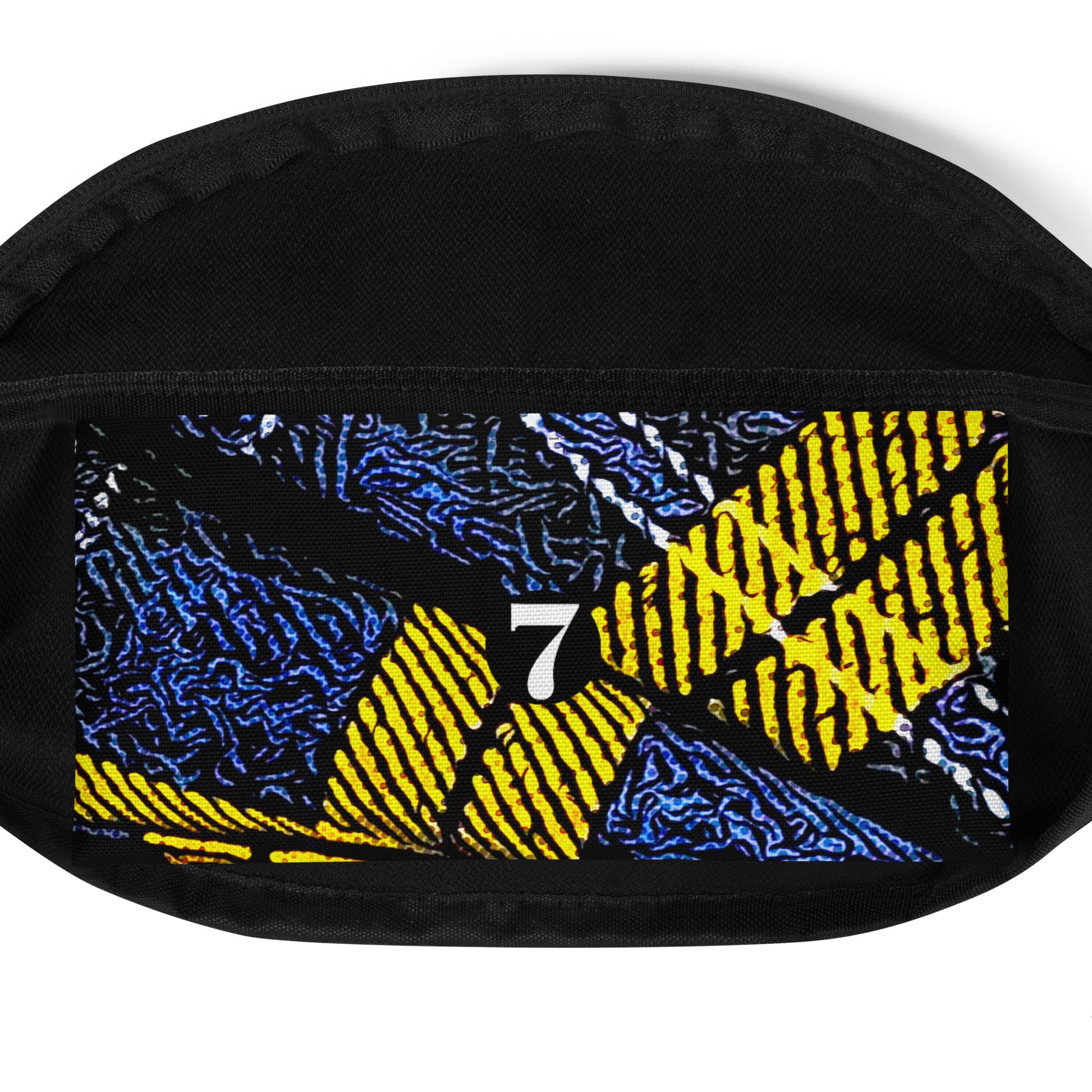 Fanny Pack 100% Water Resistant Canvas with Deconstructed Tartan Plaid Check Print in Blue Yellow