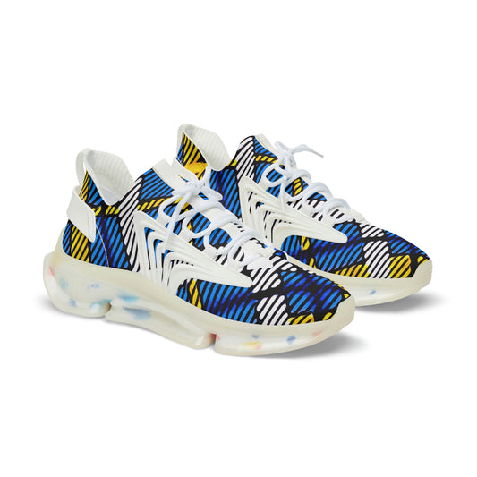 fashion mens lightweight breathable trainers shoes in bold graphic plaid pattern print in blue, men’s Athletic Shoes in Graphic Print Colors ,  colorful printed shoes men sneakers trendy,