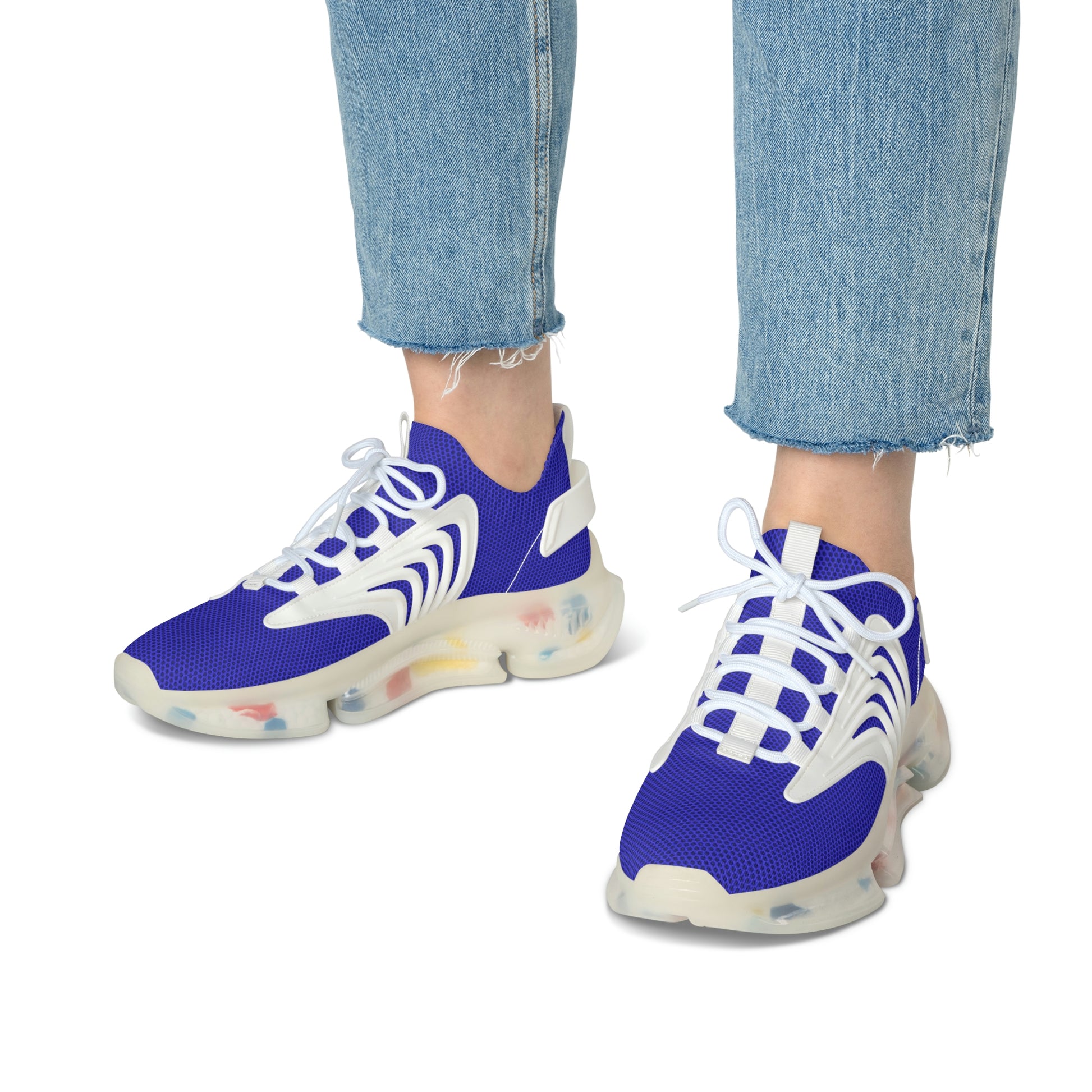 Women's Mesh Sneakers in Brady Blue with Customisable Black Or White EVA Sole