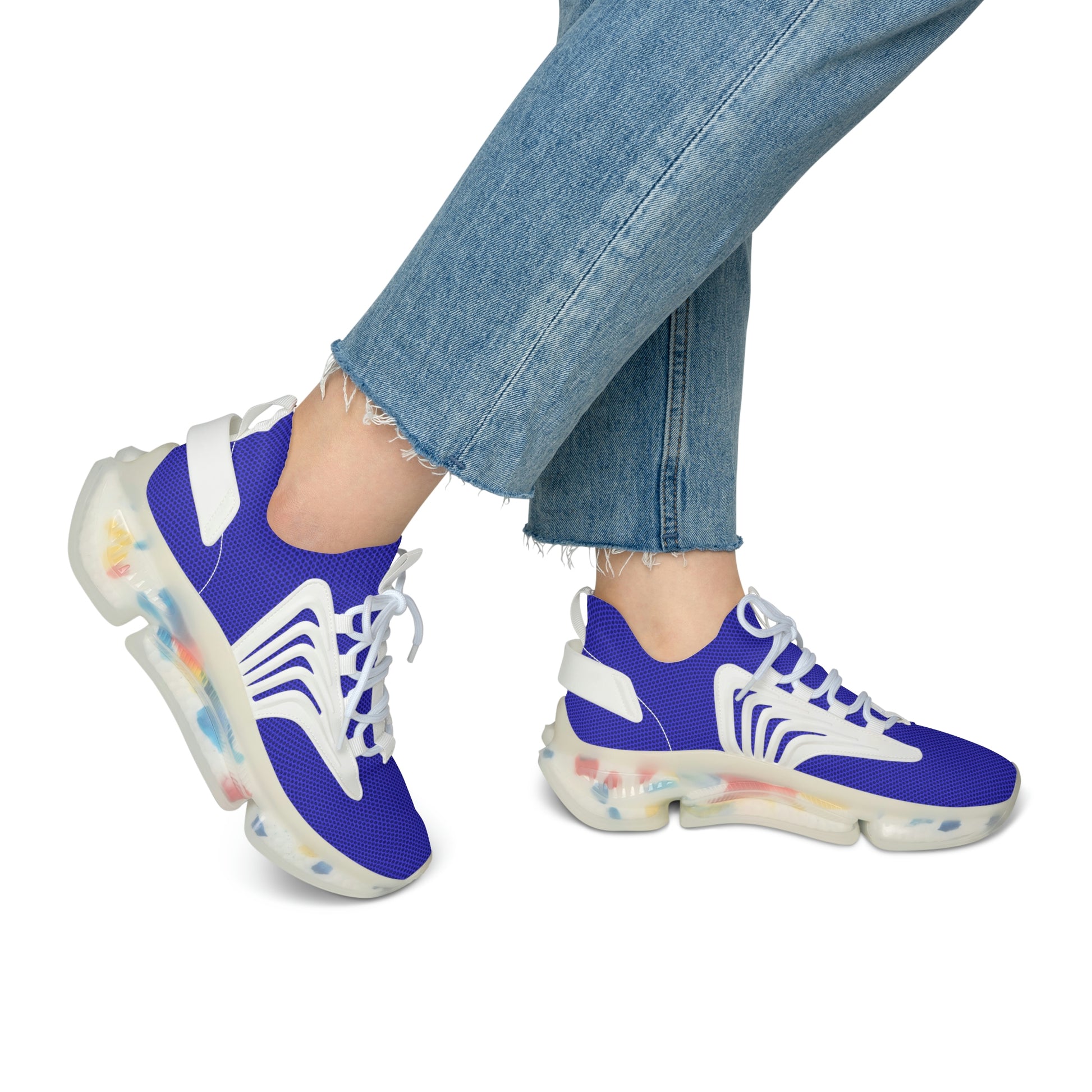 Women's Mesh Sneakers in Brady Blue with Customisable Black Or White EVA Sole