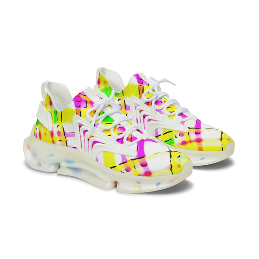 fashion women mesh breathable trainers shoes with bold graphic pattern print in rainbow colors pink, Women’s Athletic Shoes in Graphic Print Colors ,  colorful printed shoes women sneakers trendy,