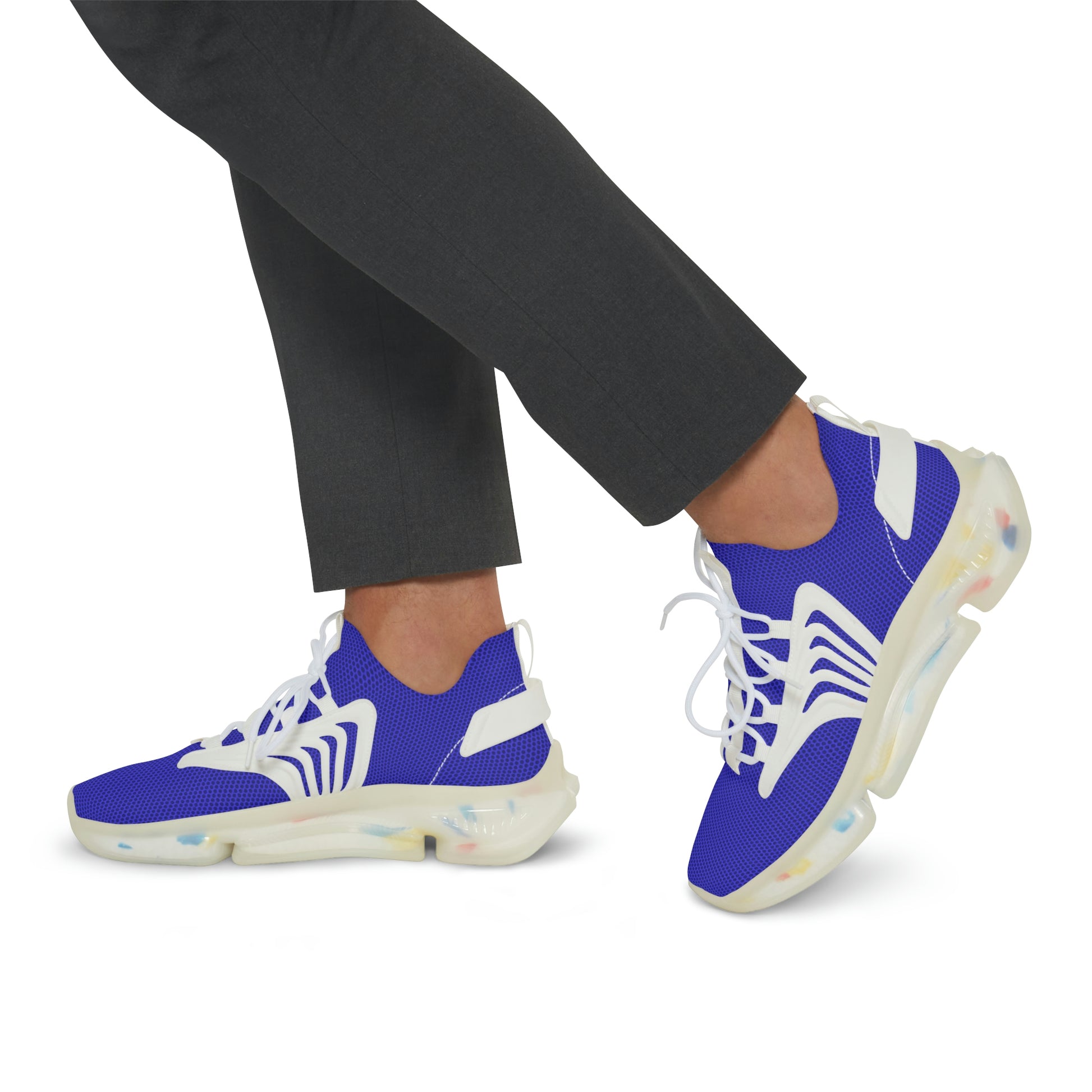 Men's Mesh Sneakers in Brady Blue with Customisable Black Or White EVA Sole