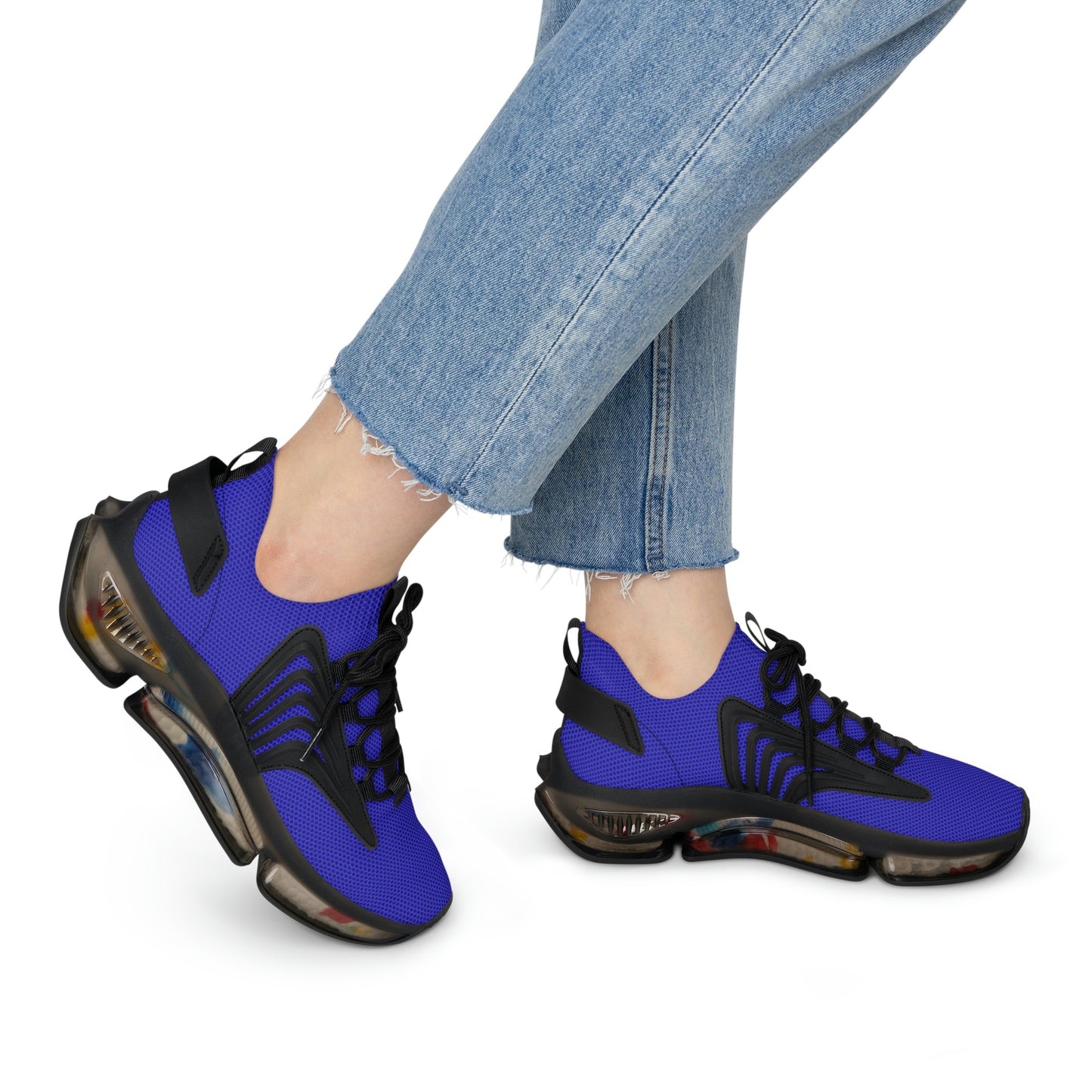 Women's Mesh Sneakers in Brady Blue with Customisable Black Or White EVA Sole